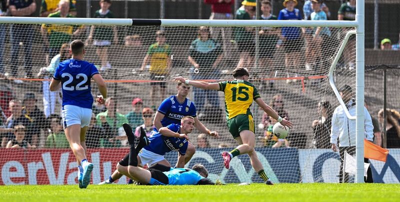 Shea Malone of Donegal scores his side's second goal against Kerry this year. Picture: Stephen McCarthy/Sportsfile Shea Malone of Donegal scores his side's second goal against Kerry this year. Picture: Stephen McCarthy/Sportsfile