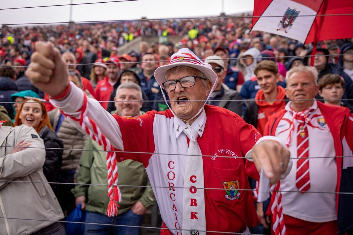 Cork fan Pa Hurley from Silversprings cheers on the team