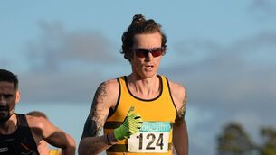 <p>Ciarán Ó Lionáird, Leevale A.C., on his way to a 13th place finish in the Senior Men's event. GloHealth National Cross Country Championships, Santry Demesne, Dublin. Picture credit: Cody Glenn / SPORTSFILE</p>