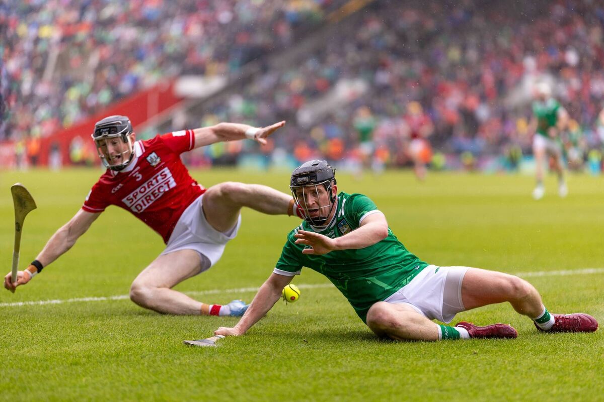 Cork’s Damien Cahalane battles with Peter Casey of Limerick. Picture: ©INPHO/Morgan Treacy Cork’s Damien Cahalane battles with Peter Casey of Limerick. Picture: ©INPHO/Morgan Treacy