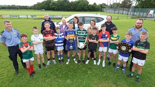 <p> Back: Garda David Craig, community policing Togher; Humphrey and Norma Kerins, Breda O'Sullivan, Ann and John Kerins, and Garda Chris Campbell, community policing Carrigaline, with representatives of the clubs who will compete in the annual John Kerins Memorial Cup and Shield competitions next Saturday. Picture: Jim Coughlan</p> <p> Back: Garda David Craig, community policing Togher; Humphrey and Norma Kerins, Breda O'Sullivan, Ann and John Kerins, and Garda Chris Campbell, community policing Carrigaline, with representatives of the clubs who will compete in the annual John Kerins Memorial Cup and Shield competitions next Saturday. Picture: Jim Coughlan</p>