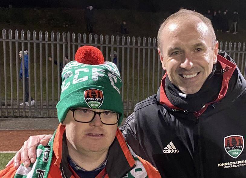 David Horgan with the former Cork City manager Colin Healy at Turner's Cross.