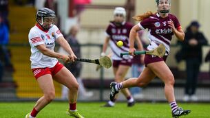<p>Cork's Amy O’Connor scores a point against Galway in their Glen Dimplex All-Ireland senior  camogie clash at Athenry. O'Connor made a welcome return to the side following a recent injury. Picture: INPHO/James Lawlor</p>