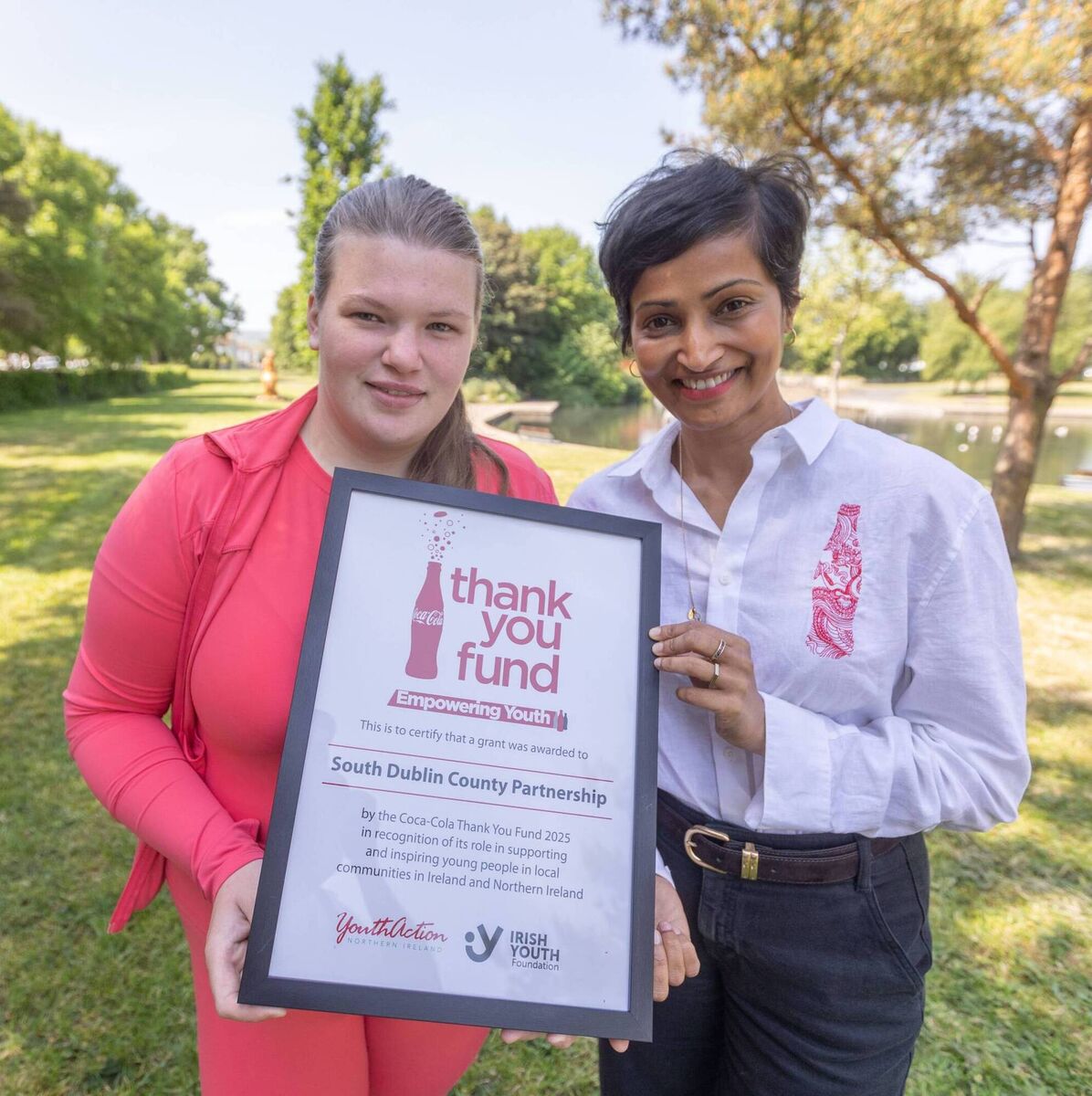 Sophie Carroll, South Dublin County Partnership member; Amruta Vaidya, Coca-Cola Ireland country manager 