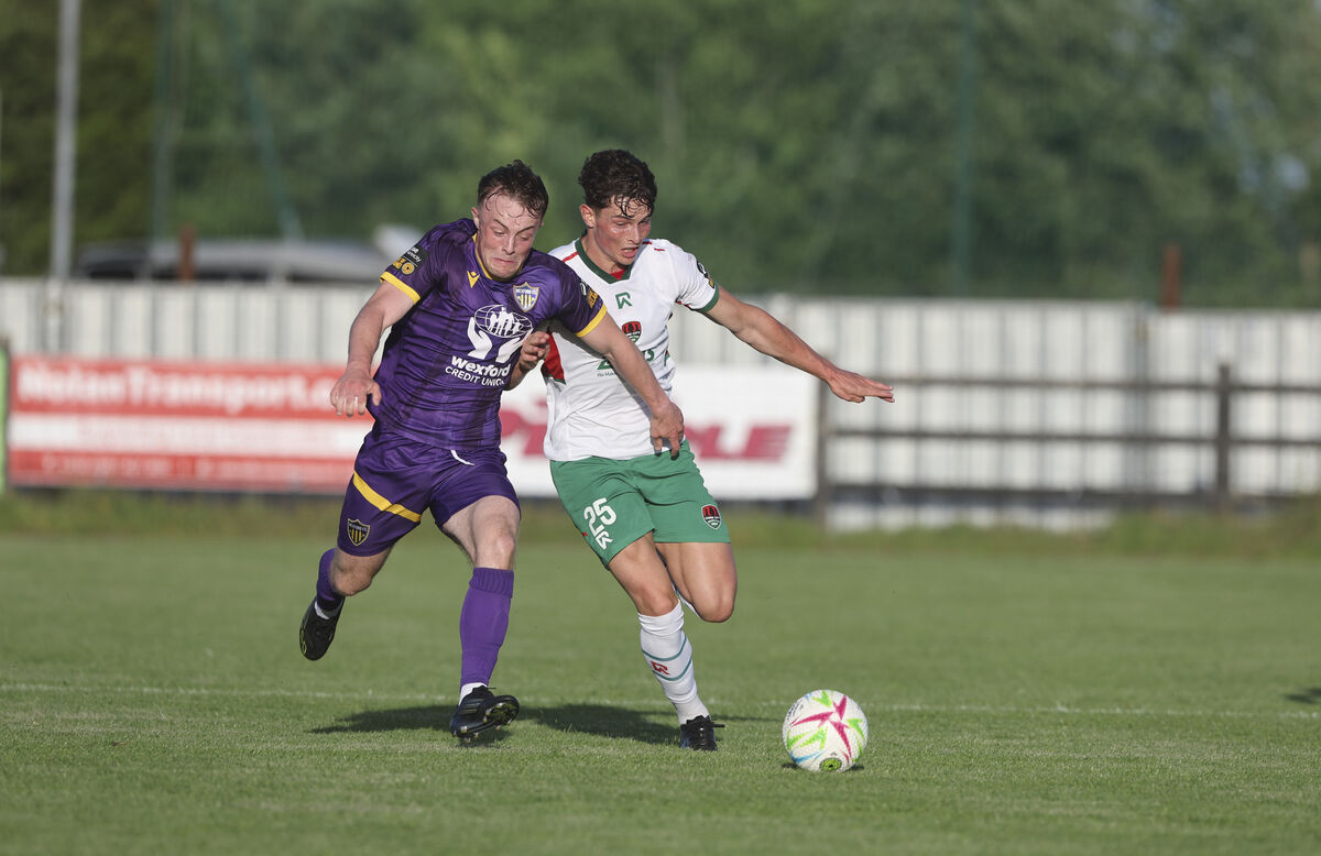Wexford’s Kaylem Harnett battles for possession with Cork City’s Mathew Murray. Picture: Patrick Browne Wexford’s Kaylem Harnett battles for possession with Cork City’s Mathew Murray. Picture: Patrick Browne