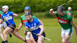 <p>Fr O’Neill’s Peter Hassett gives chase to Sarsfields' Jack O’Connor. Picture: Noel Sweeney</p> <p>Fr O’Neill’s Peter Hassett gives chase to Sarsfields' Jack O’Connor. Picture: Noel Sweeney</p>