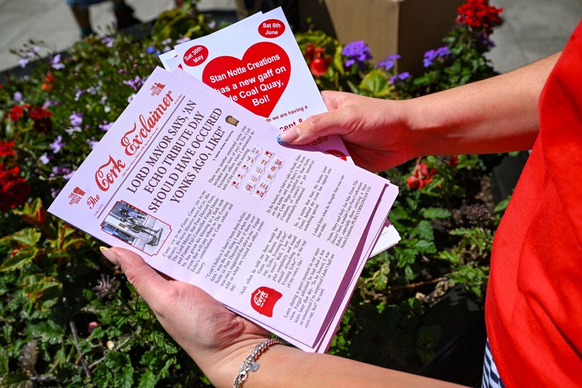 The ‘Cork Exclaimer’ publication was distributed marking the legacy of the 'Evening Echo' newsboys and the 134th anniversary of the newspaper’s first publication in Cork. Picture: Chani Anderson The ‘Cork Exclaimer’ publication was distributed marking the legacy of the 'Evening Echo' newsboys and the 134th anniversary of the newspaper’s first publication in Cork. Picture: Chani Anderson
