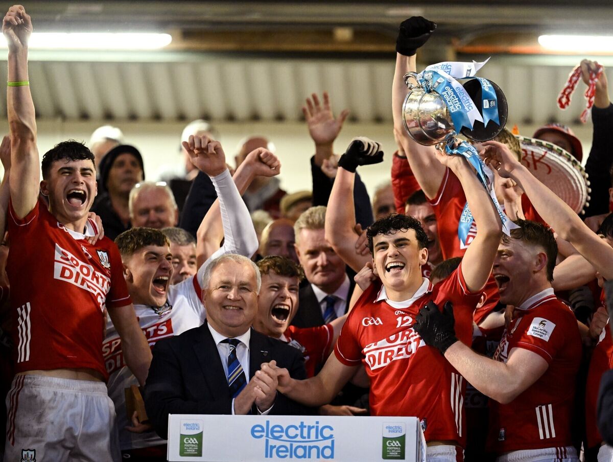 Cork captain Joe Miskella lifts the cup after winning Munster. Picture: Brendan Moran/Sportsfile Cork captain Joe Miskella lifts the cup after winning Munster. Picture: Brendan Moran/Sportsfile