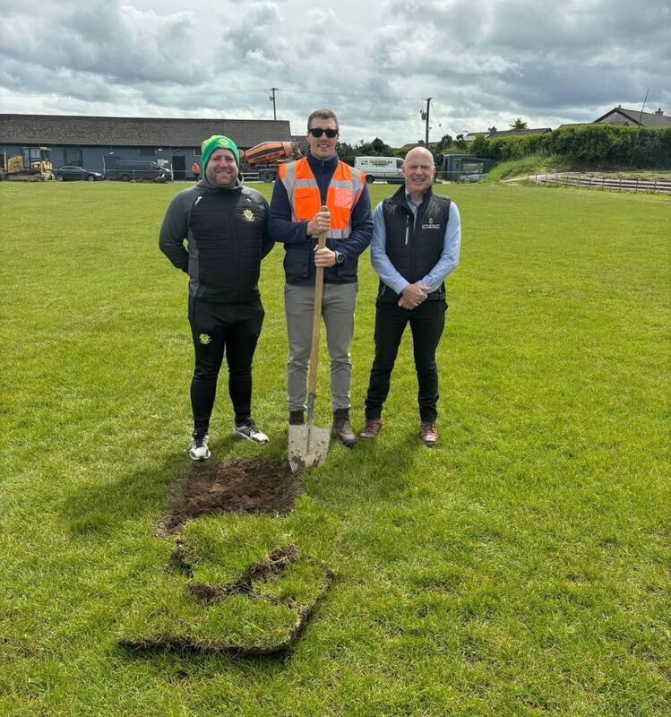 Alan Corcoran (Rockmount Secretary), Adrian Cummins (Premier Pitches) and Paul Phillips (Underage Chairperson).