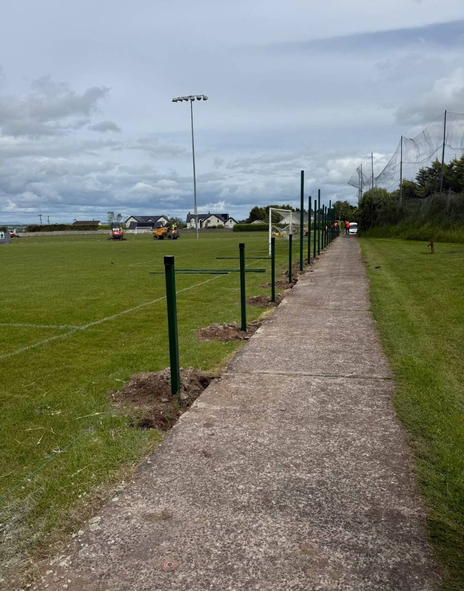 Picture of the start of the work at Rockmount showing the fencing where construction has begun 