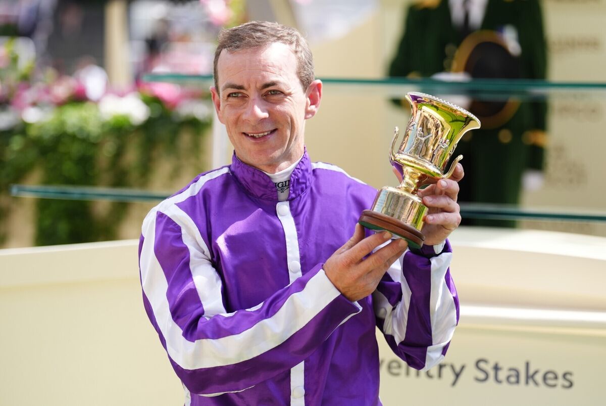 Jockey Wayne Lordan after winning the Coventry Stakes during day one of Royal Ascot at Ascot Racecourse Berkshire. 