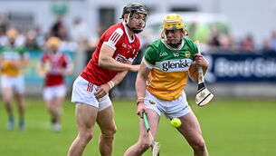 <p>Cork's Mark Coleman in action against Offaly's Killian Sampson in the 2024 All-Ireland SHC preliminary quarter-final at Glenisk O'Connor Park in Tullamore. Picture: Piaras Ó Mídheach/Sportsfile</p>