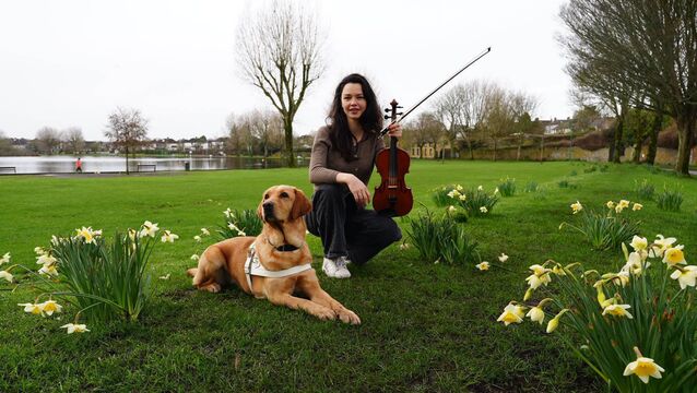 <p>Cork violinist Mairead Hickey, who will join the orchestra as a soloist, with a service-trained dog from the Irish Guide Dogs.</p> <p>Cork violinist Mairead Hickey, who will join the orchestra as a soloist, with a service-trained dog from the Irish Guide Dogs.</p>