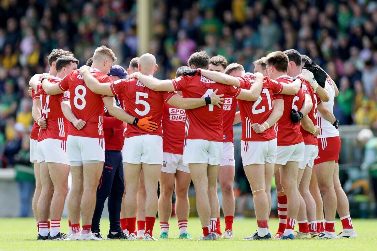 The Cork huddle before the Donegal game. Picture: Laszlo Geczo/INPHO The Cork huddle before the Donegal game. Picture: Laszlo Geczo/INPHO
