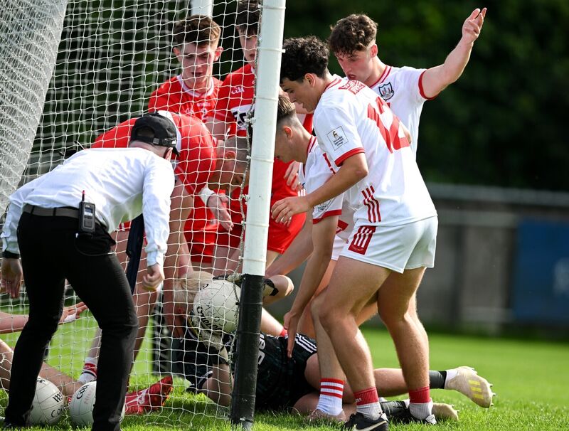 Derry goalkeeper Michael Doherty makes a save against Cork. Picture: Sam Barnes/Sportsfile Derry goalkeeper Michael Doherty makes a save against Cork. Picture: Sam Barnes/Sportsfile