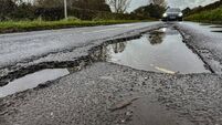Potentially tyre-ripping potholes on a road in East Sussex 01
