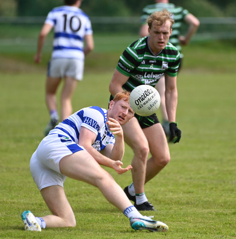Castlehaven's Jack Cahalane lays off the ball from Douglas' Louis Dwan Fogarty. Picture: Eddie O'Hare Castlehaven's Jack Cahalane lays off the ball from Douglas' Louis Dwan Fogarty. Picture: Eddie O'Hare