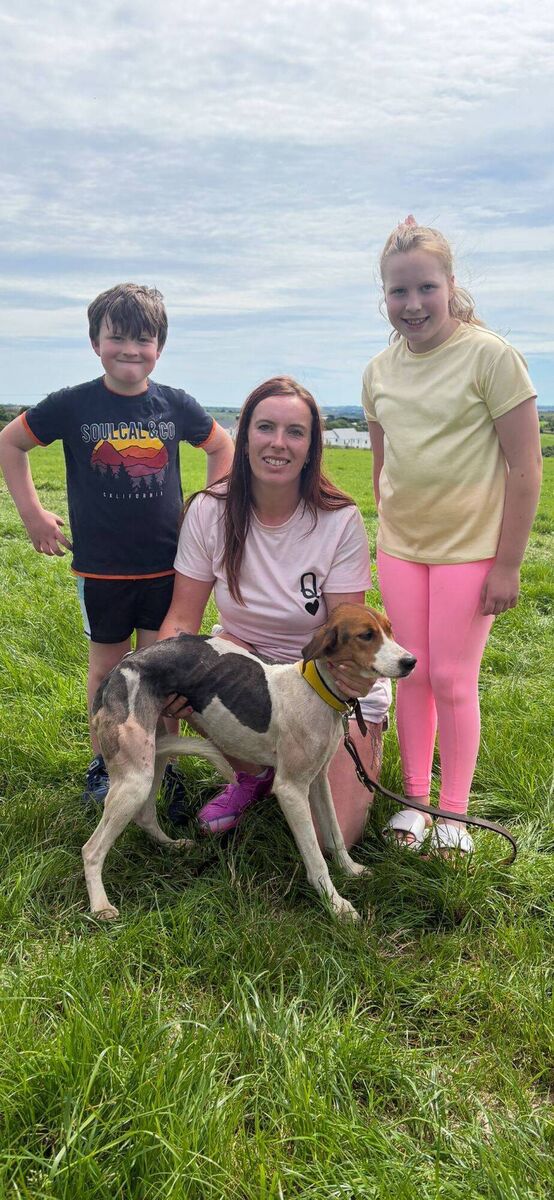 Mary Barrett of Shanakiel Harriers with Lewis Lass winner of the Griffin United Senior draghunt at Whitechurch also included are Lewis and Charlotte Barrett.