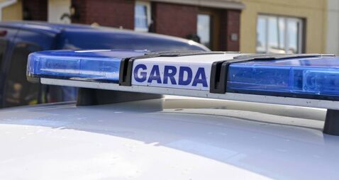Blue lights on the roof of a Garda Siochana Irish police car