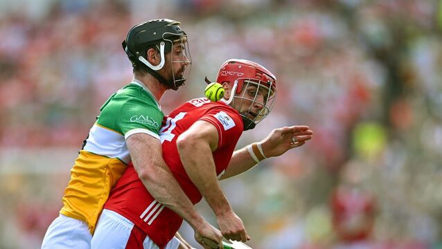 <p>Brian Hayes of Cork in action against Ben Conneely of Offaly during the GAA Hurling All-Ireland Senior Championship quarter-final match between Cork and Offaly at Semple Stadium in Thurles, Tipperary. Picture: Paul Phelan/Sportsfile</p>