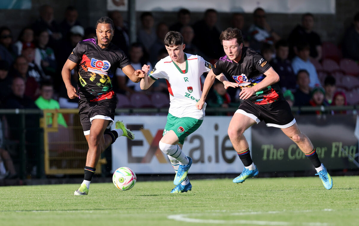  Cillian Murphy, Cork City, Jason Oyenuga and Steven Healy, Treaty United during their First Division game at Turner's Cross last week. Picture: Jim Coughlan.