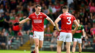 <p>Maurice Shanley celebrates with Rory Maguire after Cork's win over Mayo in the All-Ireland SFC game at TUS Gaelic Grounds in 2023. Picture: Eóin Noonan/Sportsfile</p> <p>Maurice Shanley celebrates with Rory Maguire after Cork's win over Mayo in the All-Ireland SFC game at TUS Gaelic Grounds in 2023. Picture: Eóin Noonan/Sportsfile</p>
