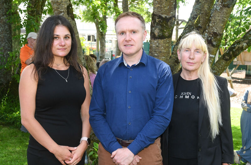 Cork East TD Liam Quaide, Social Democrats, with Kateryna Chumachenko and Svitlana Komurko. Cork East TD Liam Quaide, Social Democrats, with Kateryna Chumachenko and Svitlana Komurko.