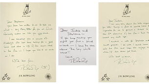 Letters from JK Rowling to terminally ill fan fetch €10,600 at auction