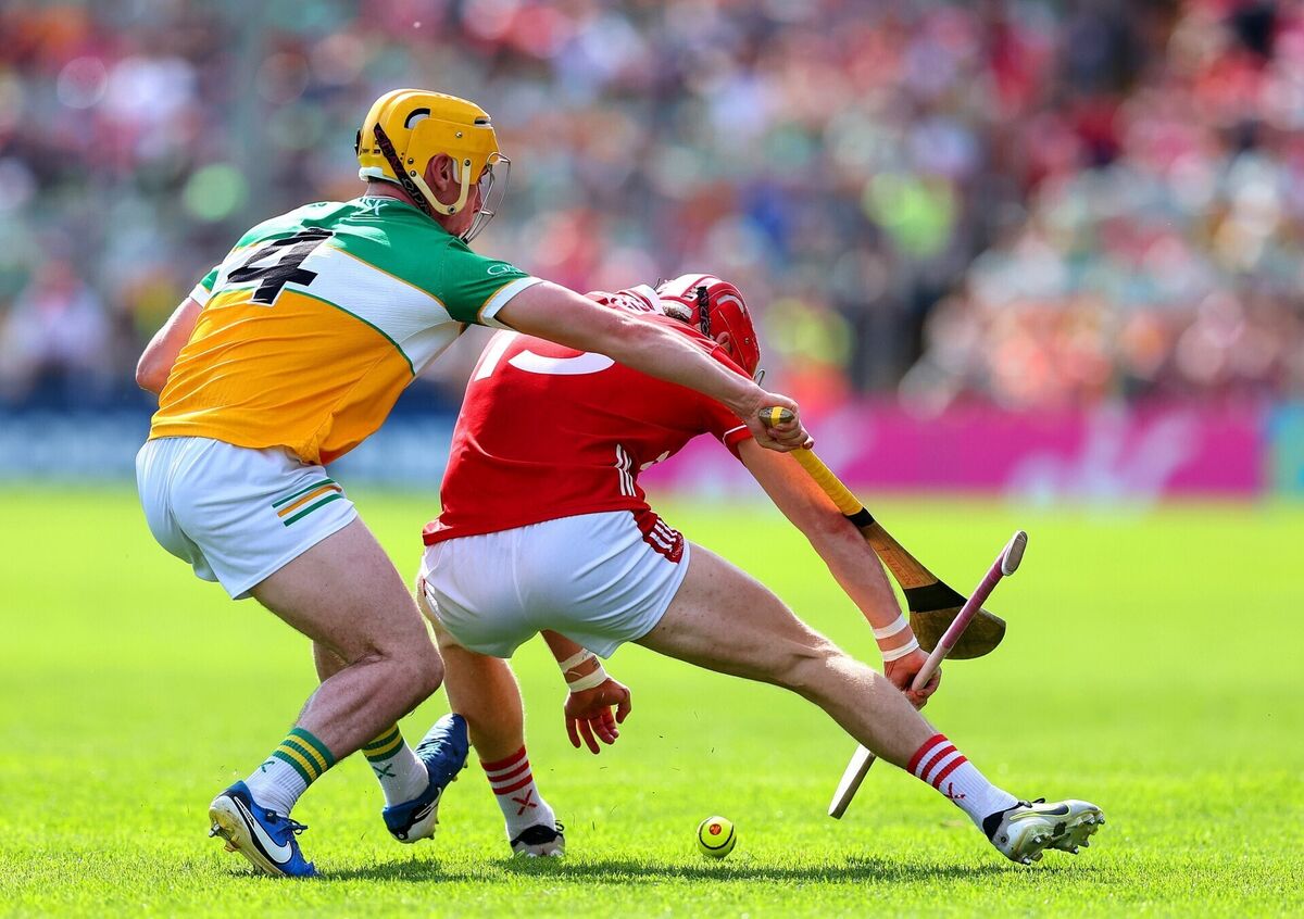 Cork's Alan Connolly with Patrick Taaffe of Offaly. Picture: INPHO/Tom O'Hanlon