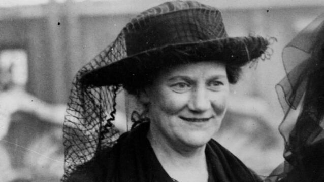 <p>Mary MacSwiney, sister of Terence MacSwiney, at Mountjoy Prison in Dublin during his hunger strike. Her brother Terence died at Brixton Prison in London after a hunger-strike of 74 days Photo by Topical Press Agency/Getty Images</p>