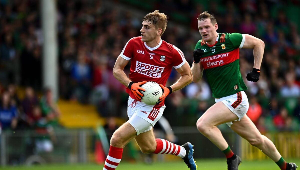 Ian Maguire of Cork in action against Matthew Ruane of Mayo in 2023. Picture: Eóin Noonan/Sportsfile