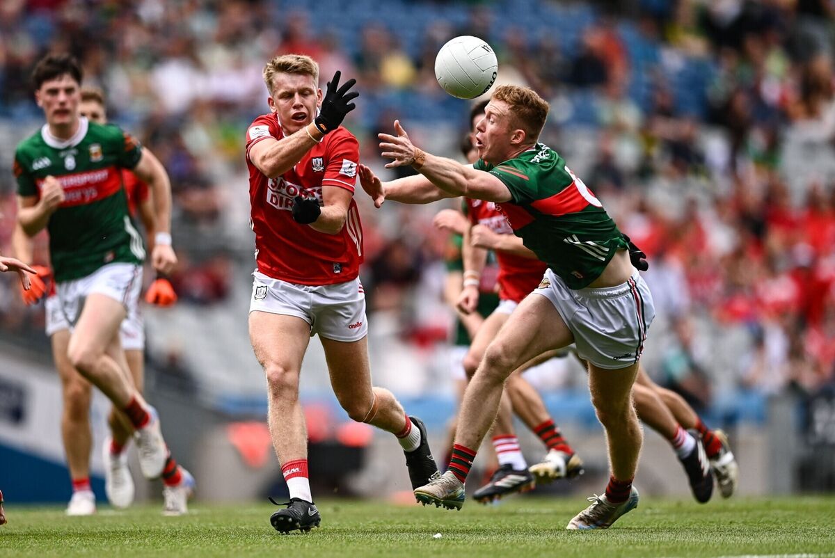 Dara Sheedy of Cork in action against David McBrien of Mayo. Picture: Ben McShane/Sportsfile Dara Sheedy of Cork in action against David McBrien of Mayo. Picture: Ben McShane/Sportsfile
