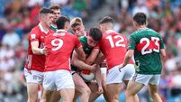 Colm O'Callaghan and Seán McDonnell tackle Bob Tuohy 27/6/2026