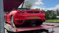 Ferrari seized on the 'Straight Road' had no tax, insurance, NCT, or registration