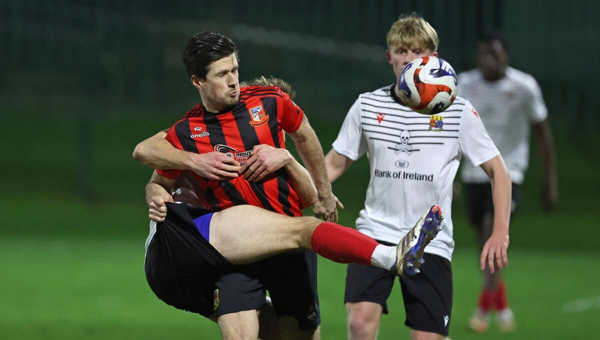 Jack Cairns, Ringmahon Rangers, Ross Cunningham, UCC. Munster Senior League, Senior Premier Division, Ringmahon Rangers V's UCC, at Ringmahon Park. Jack Cairns, Ringmahon Rangers, Ross Cunningham, UCC. Munster Senior League, Senior Premier Division, Ringmahon Rangers V's UCC, at Ringmahon Park.