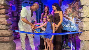 Dwayne Johnson and Catherine Laga’aia surprise 10-year-old Moana fan at Gosh