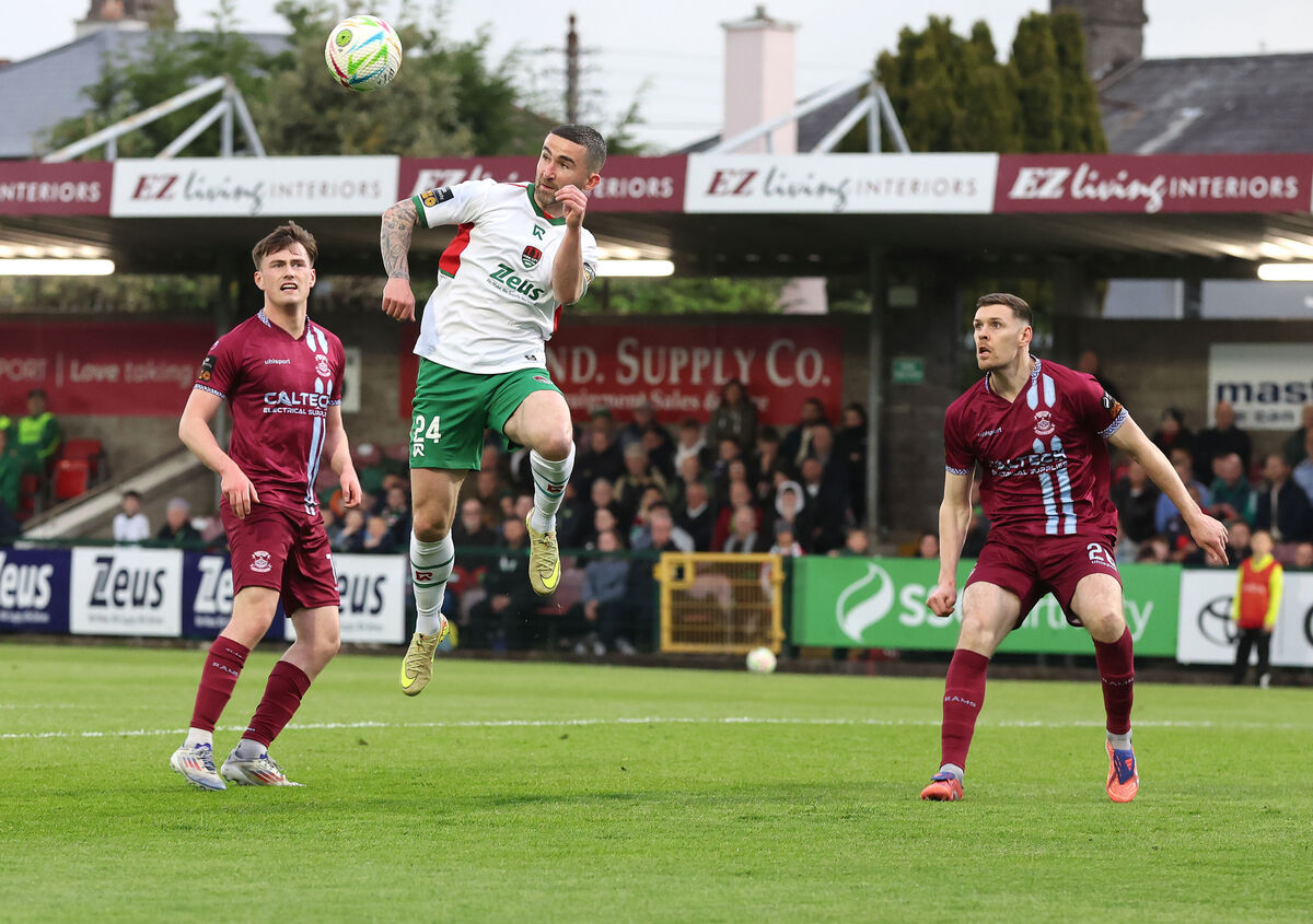 Sean Maguire, Cork City, Oran Crowe and Gary Buckley, Cobh Ramblers. SSE Airtricity Men's First Division 2026, Cork City FC V's Cobh Ramblers FC, at Munster FA Turners Cross Stadium, Turners Cross, Cork. Sean Maguire, Cork City, Oran Crowe and Gary Buckley, Cobh Ramblers. SSE Airtricity Men's First Division 2026, Cork City FC V's Cobh Ramblers FC, at Munster FA Turners Cross Stadium, Turners Cross, Cork.