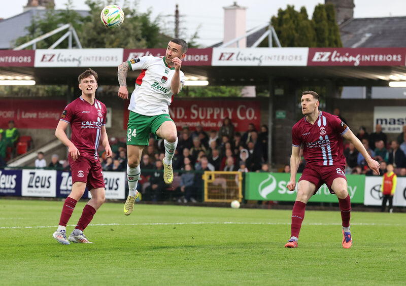 Sean Maguire, Cork City, Oran Crowe and Gary Buckley, Cobh Ramblers. SSE Airtricity Men's First Division 2026, Cork City FC V's Cobh Ramblers FC, at Munster FA Turners Cross Stadium, Turners Cross, Cork. Sean Maguire, Cork City, Oran Crowe and Gary Buckley, Cobh Ramblers. SSE Airtricity Men's First Division 2026, Cork City FC V's Cobh Ramblers FC, at Munster FA Turners Cross Stadium, Turners Cross, Cork.