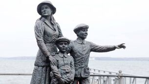 <p>POINTING THE WAY: The statue of Annie Moore and her brothers at Cobh - she was the first immigrant to pass through Ellis Island in New York in 1882. Picture: Denis Minihane.</p> <p>POINTING THE WAY: The statue of Annie Moore and her brothers at Cobh - she was the first immigrant to pass through Ellis Island in New York in 1882. Picture: Denis Minihane.</p>