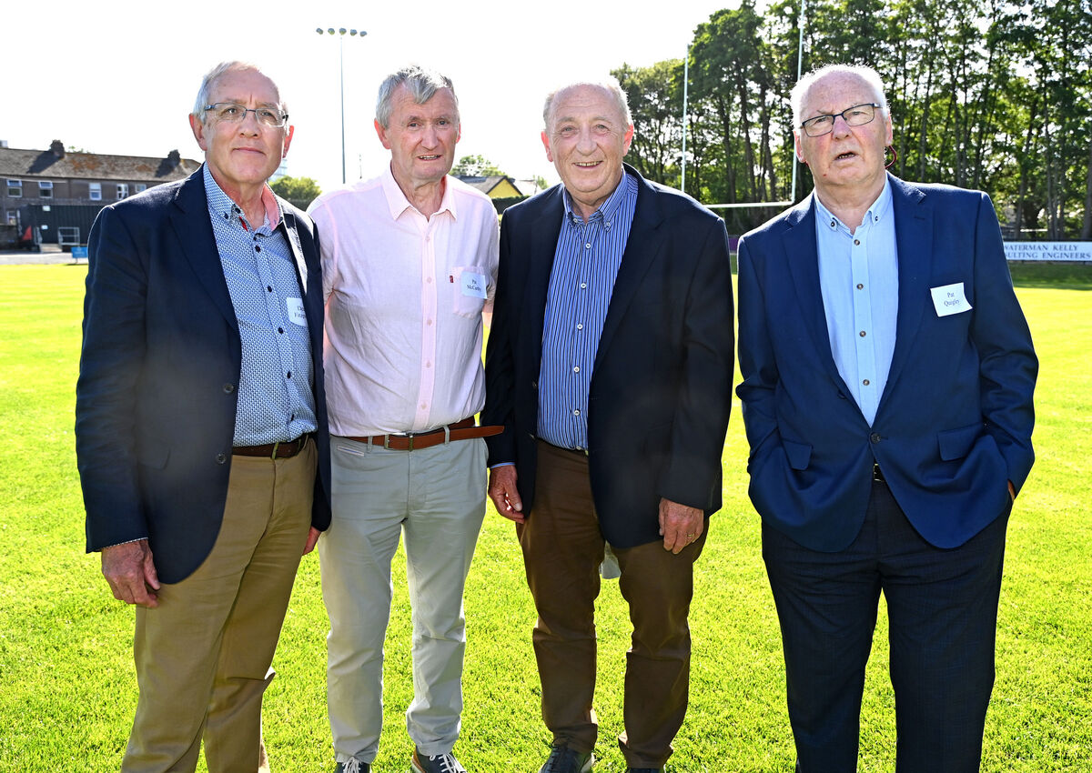 Declan Fitzgerald, Pat McCarthy, Andrew O'Regan and Pat Quigley members of the UCC team celebrating the 50th anniversary of 1976 Fitzgibbon Cup win over Maynooth at a reception held at the Mardyke. Picture: Eddie O'Hare Declan Fitzgerald, Pat McCarthy, Andrew O'Regan and Pat Quigley members of the UCC team celebrating the 50th anniversary of 1976 Fitzgibbon Cup win over Maynooth at a reception held at the Mardyke. Picture: Eddie O'Hare