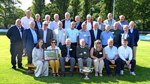 <p>Members of the UCC team celebrating the 50th anniversary of 1976 Fitzgibbon Cup win over Maynooth at a reception held at the Mardyke. Picture: Eddie O'Hare</p>