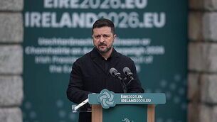 Zelenskiy takes aim at Russian-owned companies in Europe during Dublin address