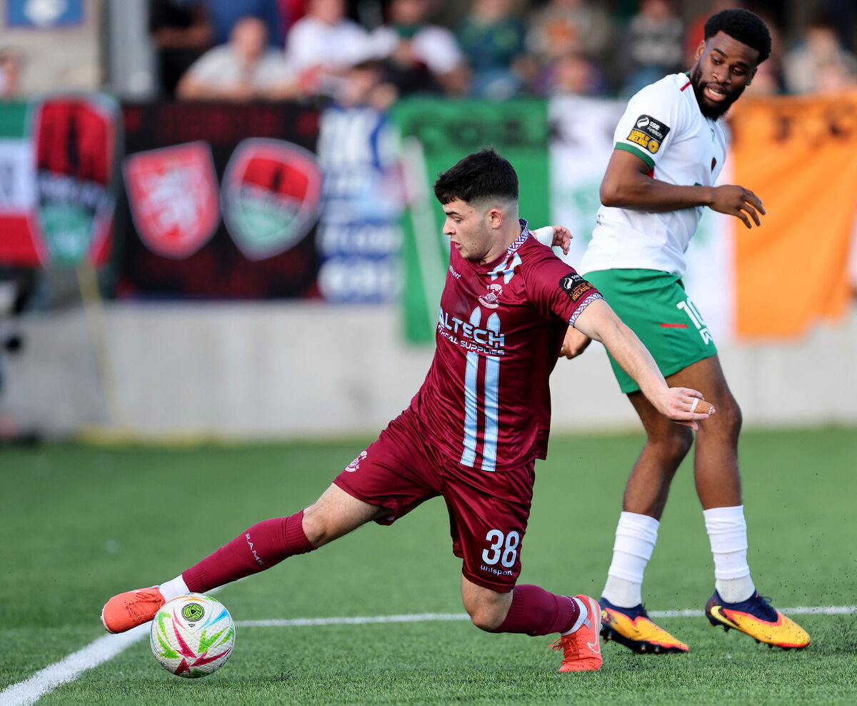 Luka Le Bervet, Cobh Ramblers, gets away from Hans Mpongo, Cork City FC. Picture: Jim Coughlan. Luka Le Bervet, Cobh Ramblers, gets away from Hans Mpongo, Cork City FC. Picture: Jim Coughlan.