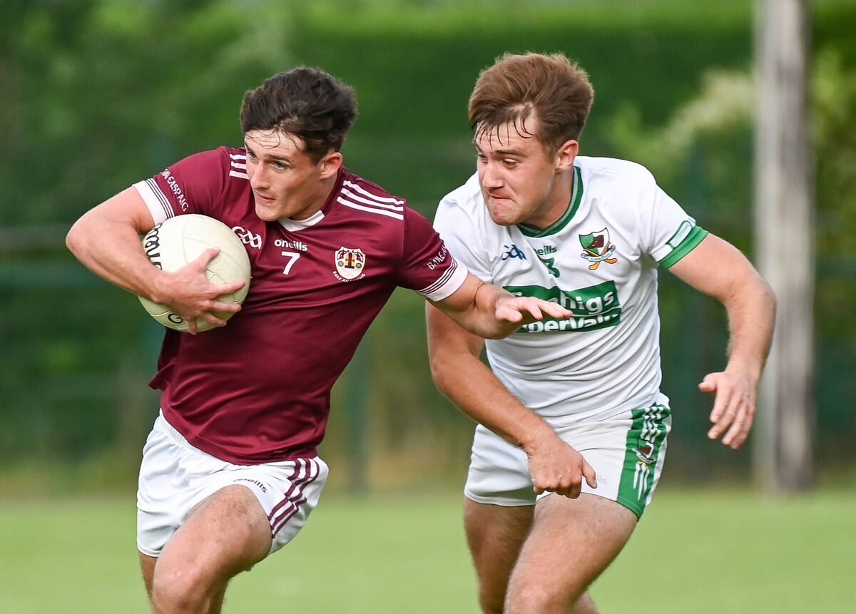 Bishopstown's Odhran Foley tries to get away from Kanturk's Grantas Businkas during their SFL Division 3 final at Glantane. Picture: David Keane. Bishopstown's Odhran Foley tries to get away from Kanturk's Grantas Businkas during their SFL Division 3 final at Glantane. Picture: David Keane.