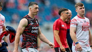 Sean O Donoghue inspects the pitch ahead of the match 4/7/2026