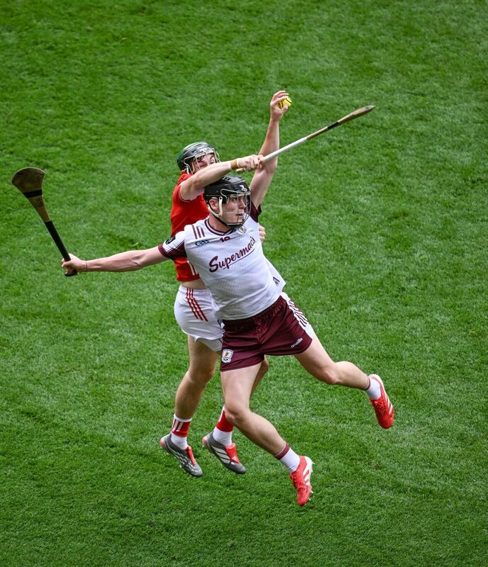 Darragh Neary of Galway in action against Mark Coleman of Cork. Picture: Daire Brennan/Sportsfile Darragh Neary of Galway in action against Mark Coleman of Cork. Picture: Daire Brennan/Sportsfile