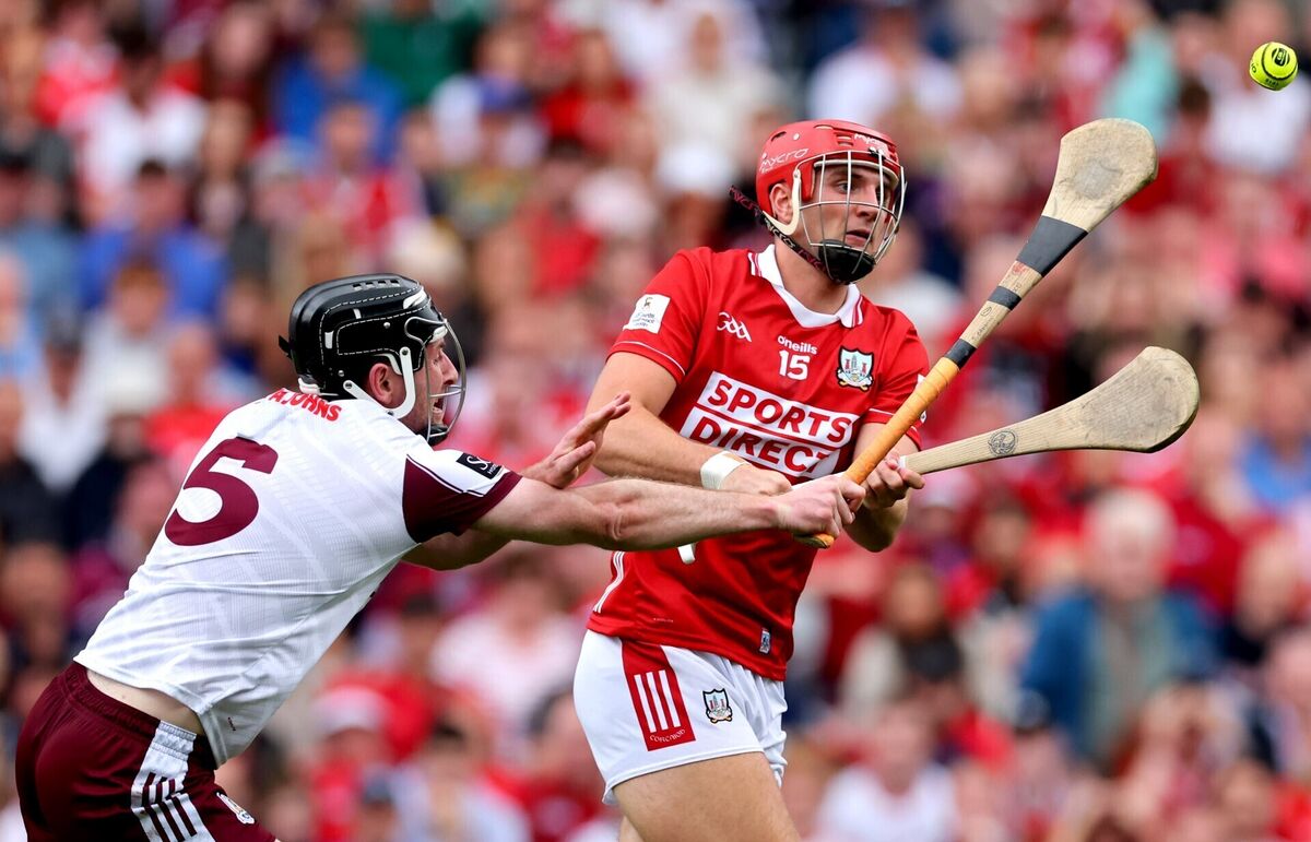 Cork's Brian Hayes is tackled by Padraic Mannion of Galway. Picture: INPHO/Ryan Byrne