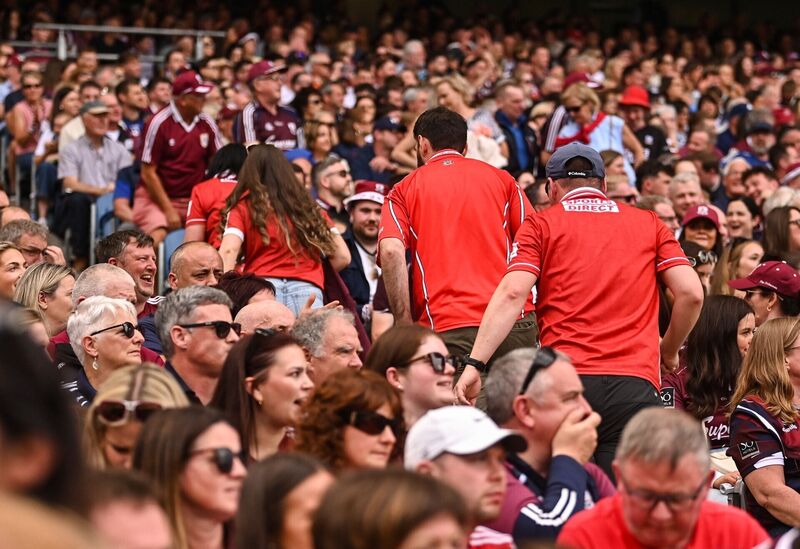 Cork supporters head for the exit in the closing moments. Picture: Piaras Ó Mídheach/Sportsfile
