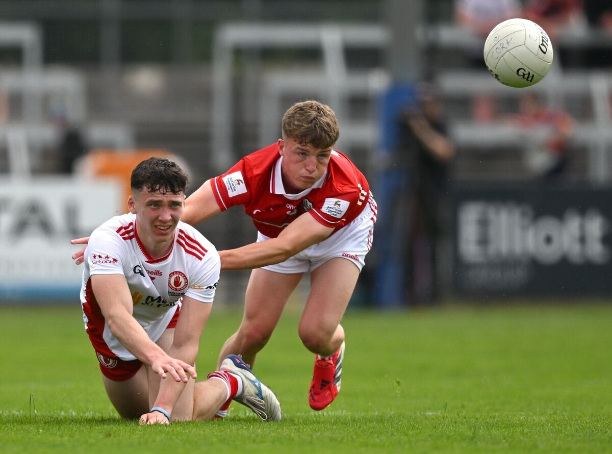 James Maguire of Tyrone in action against Donal Herlihy of Cork. Picture: Sam Barnes/Sportsfile