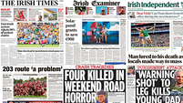 What the papers say: Monday's front pages What the papers say: Monday's front pages